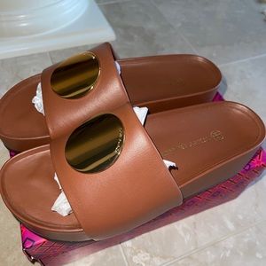 Tory Burch PATOS Disc platform leather sandals size 8